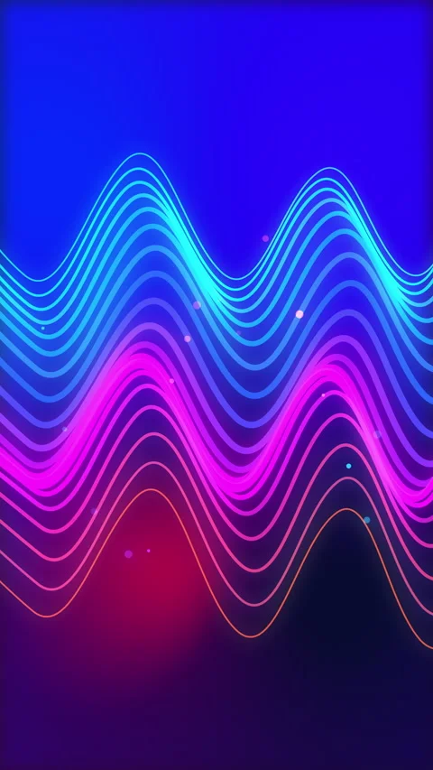 Neon wave sound equalizer loop animation with glow digital spectrum Stock Footage 346739340