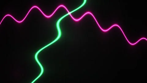 Neon waveform graph on black background with grid. Stock Footage 336706288