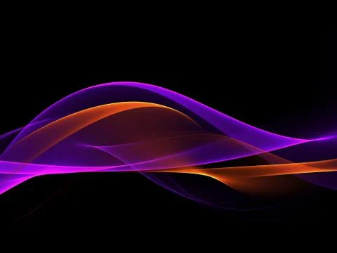 Neon waves on black, border design element Illustrazione stock