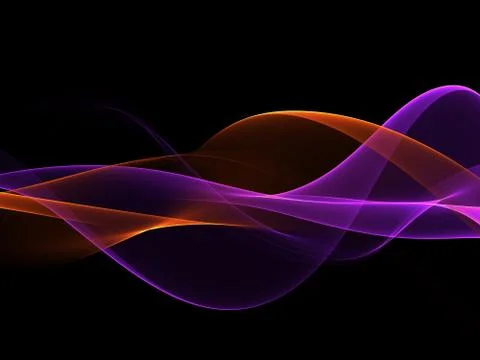 Neon waves on black, border design element Stock Illustration