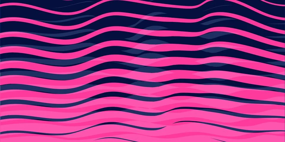 Neon Waves: A Bold Abstract Pattern of Pink and Blue Horizontal Wavy Lines .. Illustrazione stock