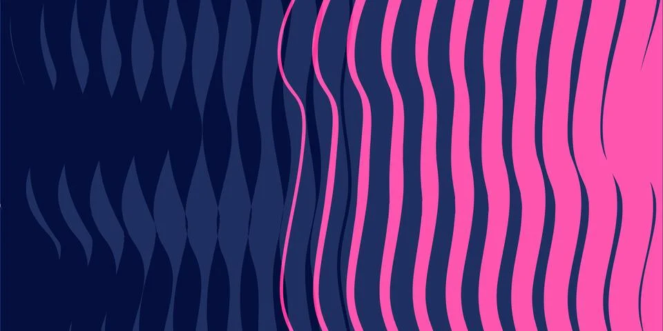 Neon Waves: A Bold Abstract Pattern of Pink and Blue Vertical Wavy Lines on.. Illustrazione stock