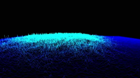Neon Waves landscape rendering, 3D modulation. Stock Footage 158730378