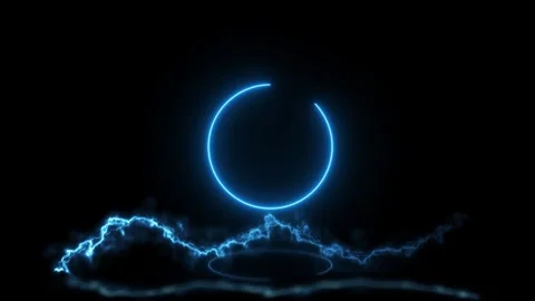 Neon waves logo. blue color neon circular empty space neon line wave logo A.. Stock Footage 240804939