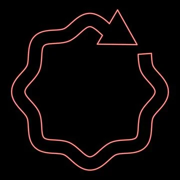 Neon wavy arrow on circle red color vector illustration image flat style Stock Illustration