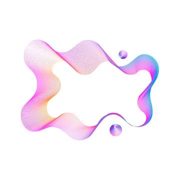 Neon Wavy bright gradient rectangular frame. Stylized Guilloche Element Illustrazione stock