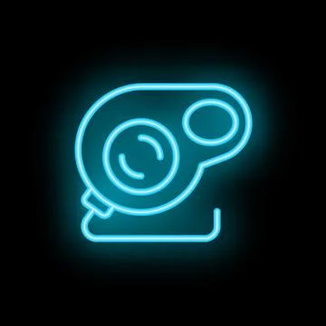 Neon web camera shining on black background Stock Illustration