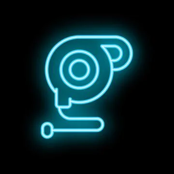 Neon web camera shining on black background Stock Illustration