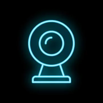 Neon web camera shining in the dark background Stock Illustration
