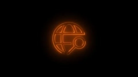 Neon web search icon glowing black background animation Видео 289738908