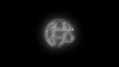 Neon web search icon glowing black background animation Vidéo 289739000