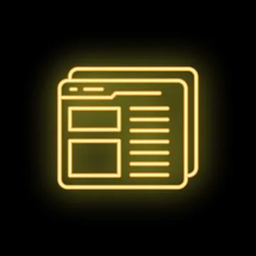 Neon webpage design glowing on black background Stock-Illustration