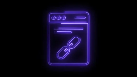 Neon webpage link icon animation for website and app development concepts Stock Footage 312307023