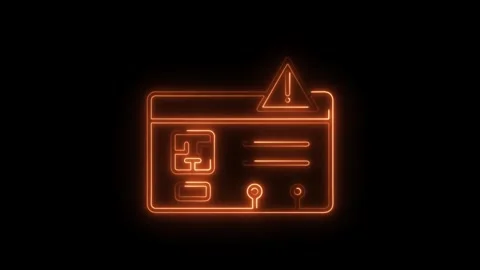 Neon website alert icon glowing animation on black background Video stock 308287300