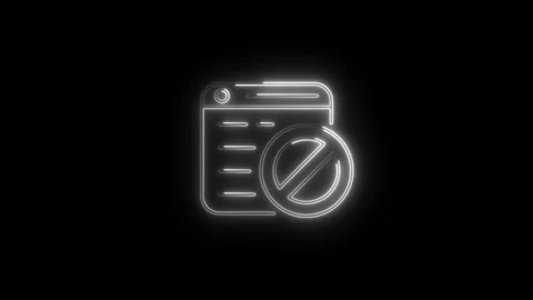 Neon website blocked icon animation on black background modern internet res.. Stock Footage 308178749
