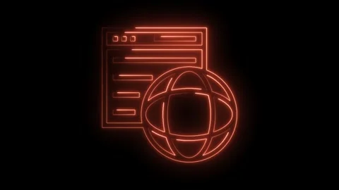 Neon website browser with earth globe illustration glowing internet connection Stock Footage 322986192