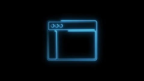 Neon website browser interface on dark background with loading animation co.. Stock Footage 314542256