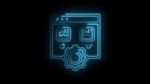 Neon website development icon animation for design apps and customization s.. Stock Footage 312310977