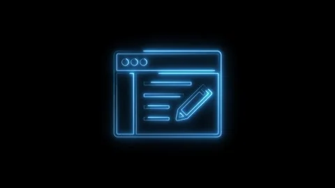Neon website editor concept animated graphic on black background for tech p.. Video stock 314542210