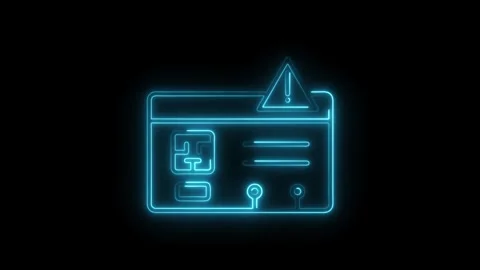 Neon website error alert animation on black background digital security war.. Stock Footage 308287301