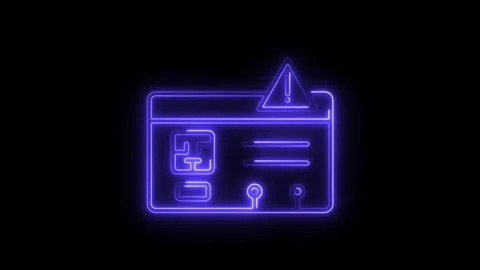 Neon website error alert notification animation on black background Stock Footage 308287286