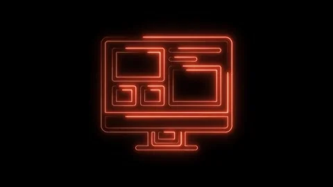 Neon website interface display glowing red outline on black background animation Stock Footage 322966247