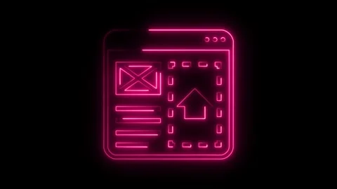 Neon website interface glowing pink animation on black background minimalis.. Stock Footage 308285643