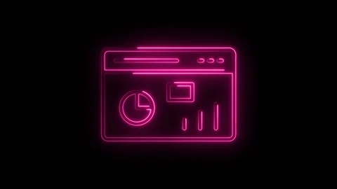 Neon website interface with statistics and charts on black background anima.. Stock Footage 314536340