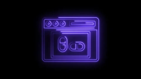 Neon website with medicine pill inside creative glowing interface medical a.. Stock Footage 314536383