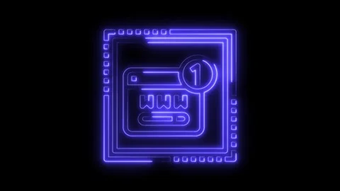 Neon website notification icon animation glowing purple light effect on black Stock Footage 322973967