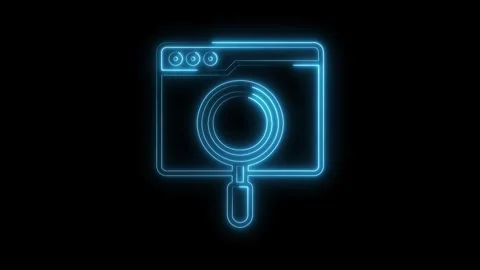 Neon website search icon animation futuristic interface element for digital.. Stock Footage 312448399