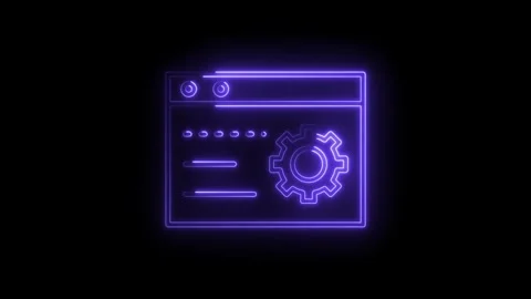 Neon website settings interface concept animation glowing on black backgrou.. Stock Footage 314536174