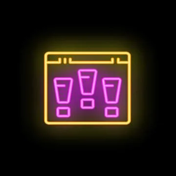 Neon website showing three full champagne glasses celebrating success Stock Illustration