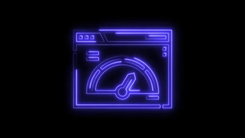 Neon website speed test glowing animation on black background performance o.. Stock Footage 312333260