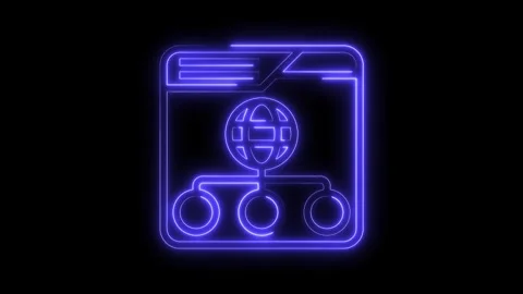 Neon website structure folder with global network nodes concept on black Stock Footage 322990558