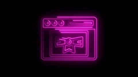 Neon website window with gift card animation glowing fluorescent purple aga.. Stock Footage 314536391