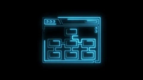 Neon website wireframe outlines flowchart concept on black background web d.. Stock Footage 312333393