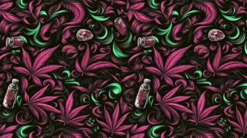 Neon Weed Loop – Diagonal motion Stock Footage 306482615