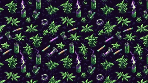 Neon Weed Vortex – Horizontal motion Stock Footage 306486207