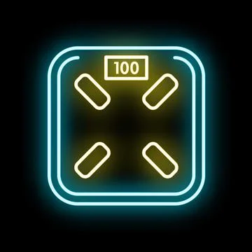Neon weighing scale showing weight measurement success Stock-Illustration