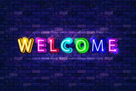 Neon welcome letters. Stock Illustration