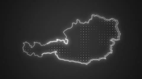 Neon White Austria Map Borders Outline Background Wallpaper Stock Illustration