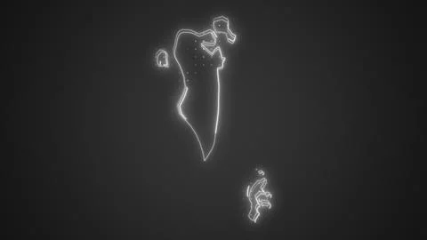 Neon White Bahrain Map Borders Outline Background Wallpaper Stock Illustration