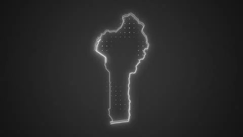 Neon White Benin Map Borders Outline Background Wallpaper Stock Illustration