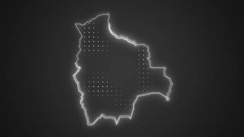 Neon White Bolivia Map Borders Outline Background Wallpaper Illustrazione stock
