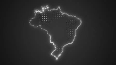 Neon White Brazil Map Borders Outline Background Wallpaper Illustrazione stock
