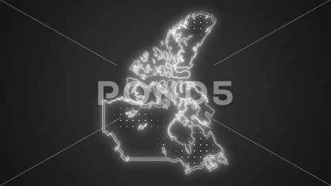 Neon White Canada Map Borders Outline Background Wallpaper Illustration ...