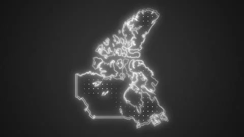 Neon White Canada Map Borders Outline Background Wallpaper Illustrazione stock