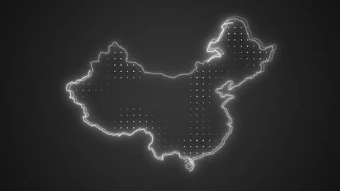 Neon White China Map Borders Outline Background Wallpaper Illustrazione stock