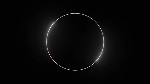 Neon white circle frame animation loop on black background Stock Footage 336490571